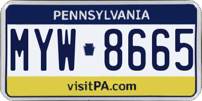 PA license plate MYW8665