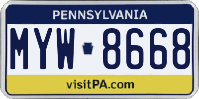 PA license plate MYW8668