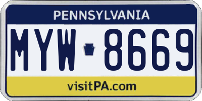 PA license plate MYW8669