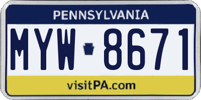 PA license plate MYW8671