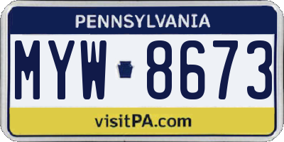 PA license plate MYW8673