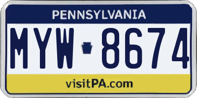 PA license plate MYW8674