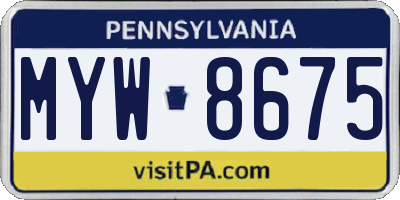 PA license plate MYW8675