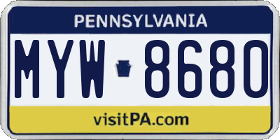 PA license plate MYW8680