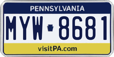 PA license plate MYW8681