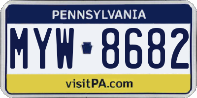 PA license plate MYW8682