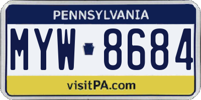 PA license plate MYW8684