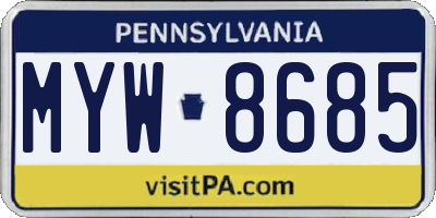 PA license plate MYW8685