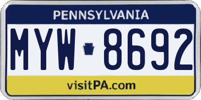 PA license plate MYW8692