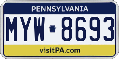 PA license plate MYW8693