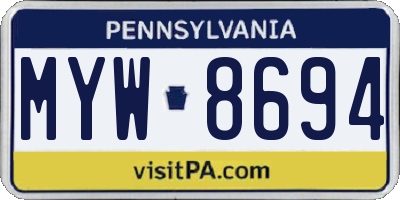 PA license plate MYW8694