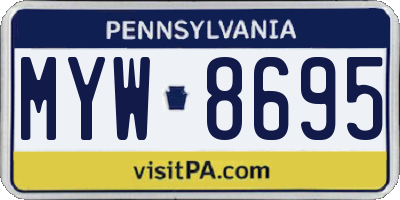PA license plate MYW8695
