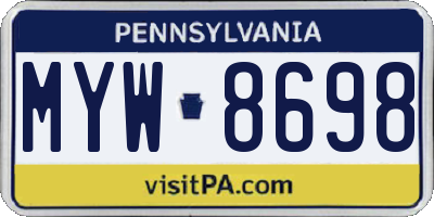 PA license plate MYW8698