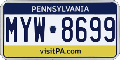 PA license plate MYW8699