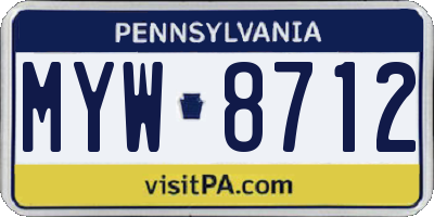 PA license plate MYW8712