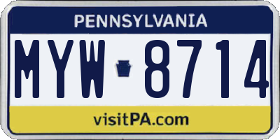 PA license plate MYW8714