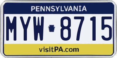 PA license plate MYW8715