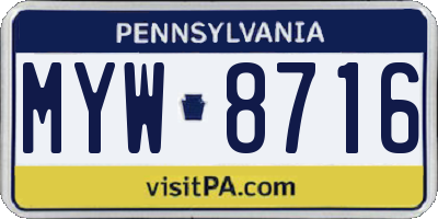 PA license plate MYW8716