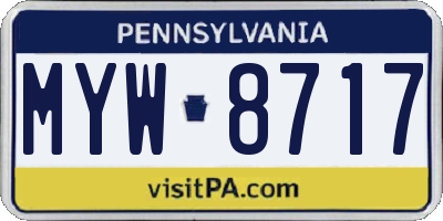 PA license plate MYW8717