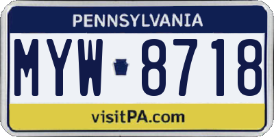 PA license plate MYW8718