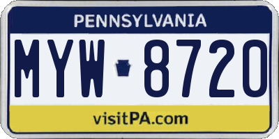 PA license plate MYW8720