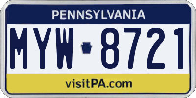 PA license plate MYW8721