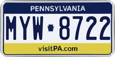 PA license plate MYW8722