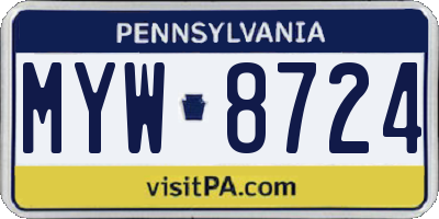 PA license plate MYW8724