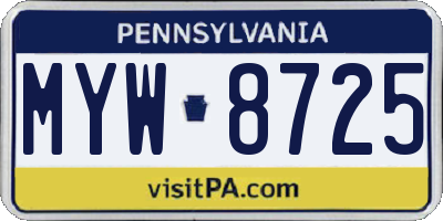 PA license plate MYW8725