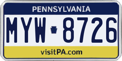 PA license plate MYW8726