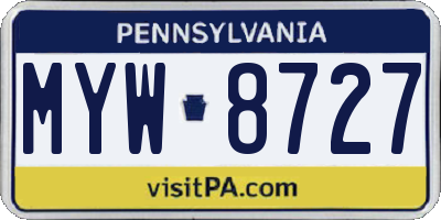 PA license plate MYW8727