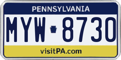 PA license plate MYW8730
