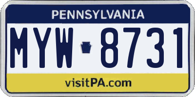 PA license plate MYW8731