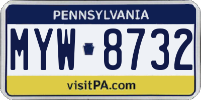 PA license plate MYW8732