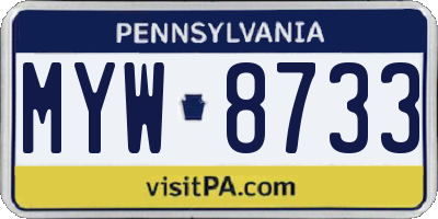 PA license plate MYW8733