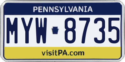 PA license plate MYW8735