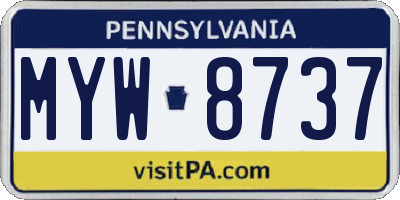 PA license plate MYW8737