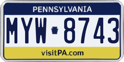 PA license plate MYW8743