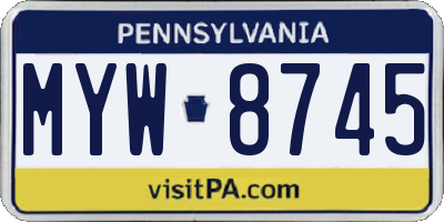 PA license plate MYW8745
