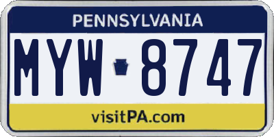 PA license plate MYW8747