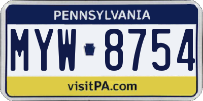 PA license plate MYW8754