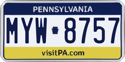 PA license plate MYW8757