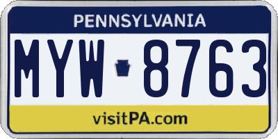 PA license plate MYW8763