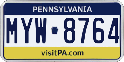 PA license plate MYW8764