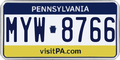 PA license plate MYW8766
