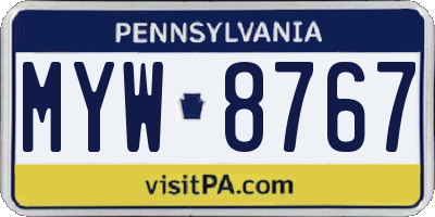 PA license plate MYW8767