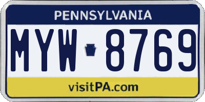 PA license plate MYW8769