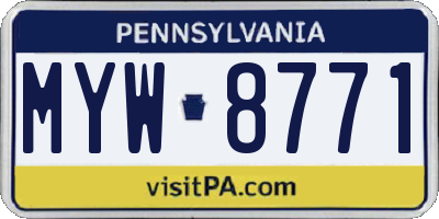 PA license plate MYW8771