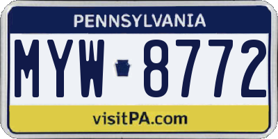 PA license plate MYW8772