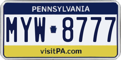 PA license plate MYW8777